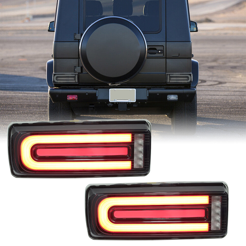 2× Für for Mercedes W463 2009-2018 LED Rückleuchte Heckleuchte Lauflicht Schwarz L+R