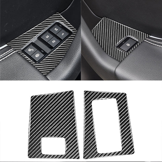 2x Carbon Fiber for Seat Adjust Console Sticker Trim for Jaguar F-Pace XE XF 2016-20