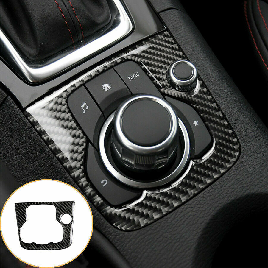 Carbon fiber interior multimedia panel cover trim suitable for Mazda 3 Axela 2013 - 2016