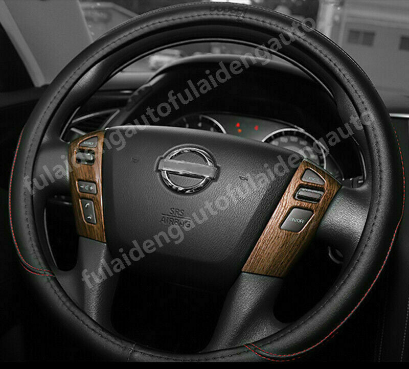 Wood Grain Inner Steering Wheel Cover Trim for Nissan Armada Patrol Y62 2017-19