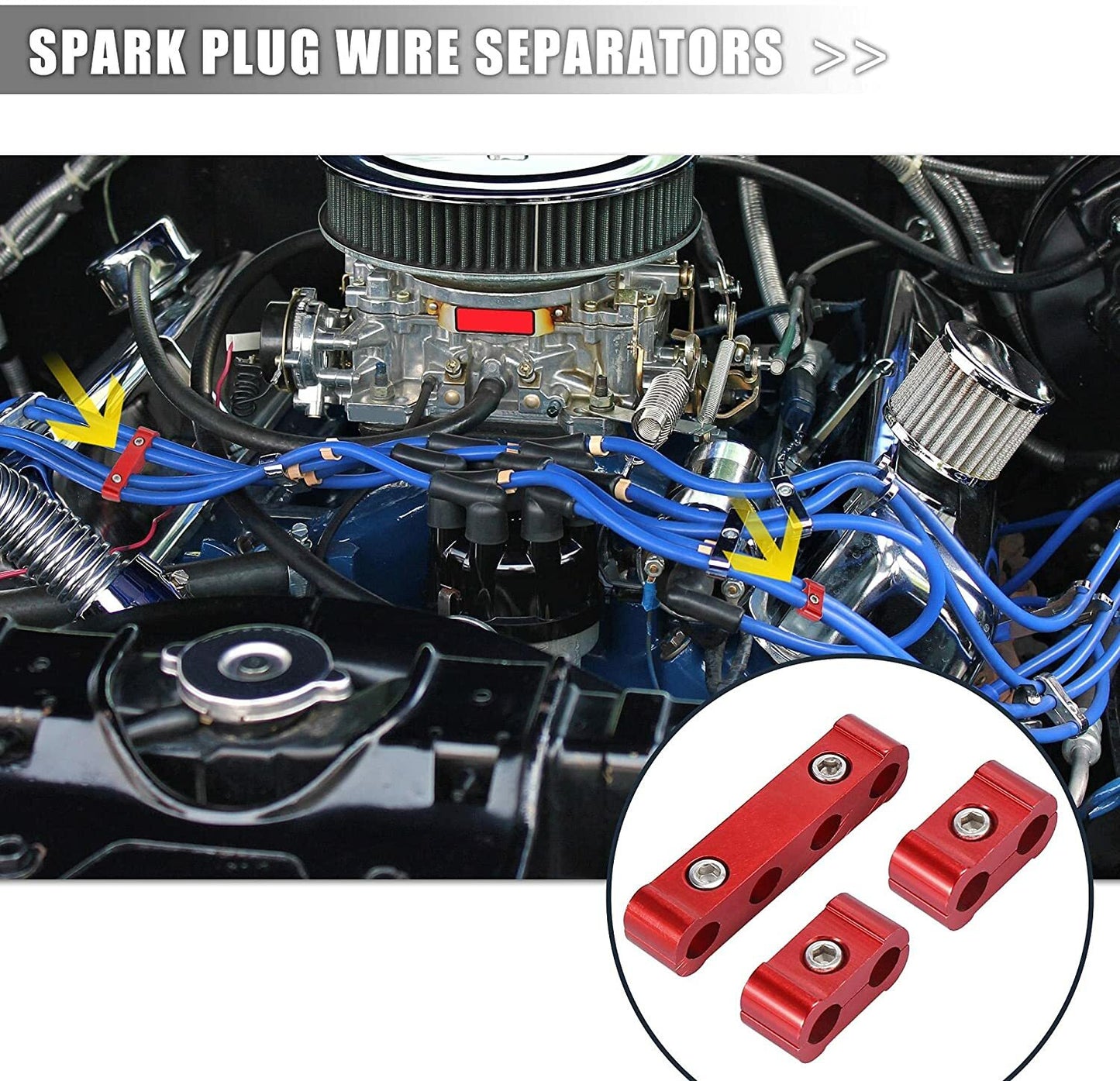 12-Piece Alloy Spark Plug Wire Separator Divider 8mm 9mm 10mm for Racing (Red)
