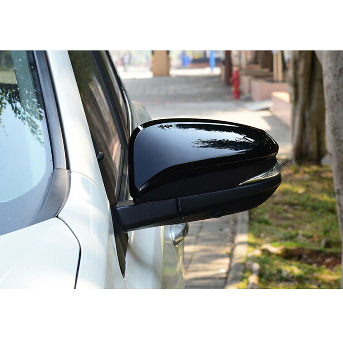 2X Black Rear view Mirrors Cover Cap Trim for Toyota Highlander Kluger 2014-2019