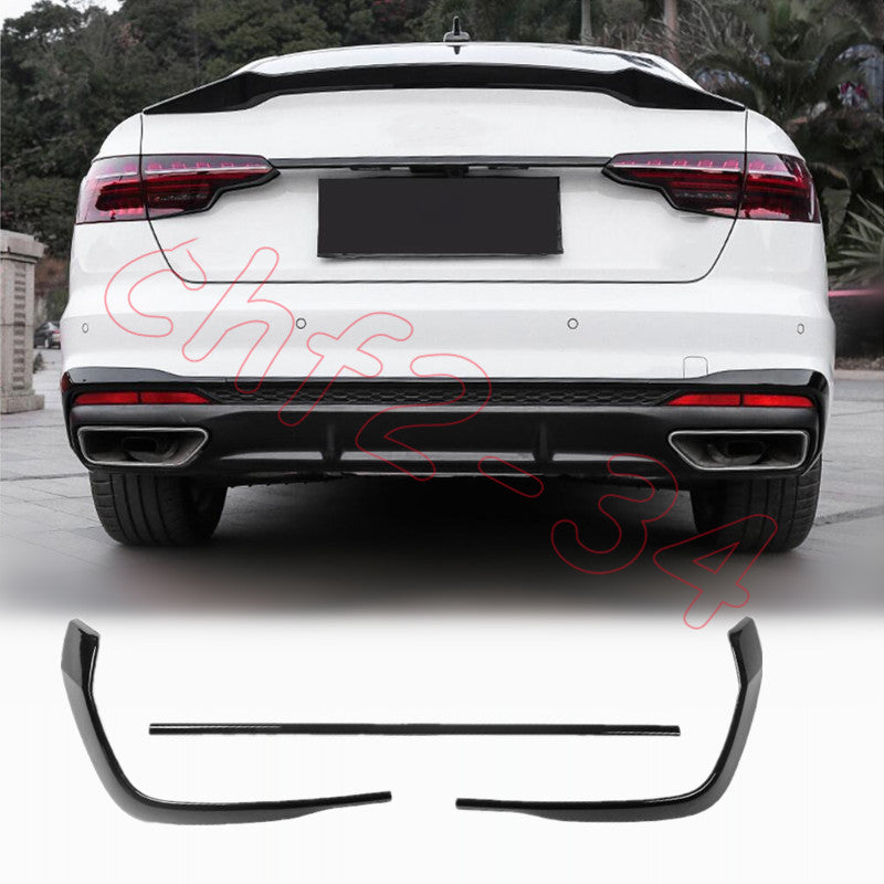 for Audi A4 S4 2020-23 ABS Piano Black Rear Bumper Strip Protector Cover Trim 3x