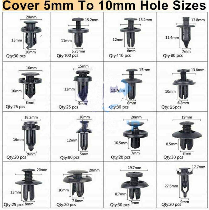 750Pcs/set Car Retainer Clips Auto Fastener Rivet Trim Clips Pin Kit Bumper Push
