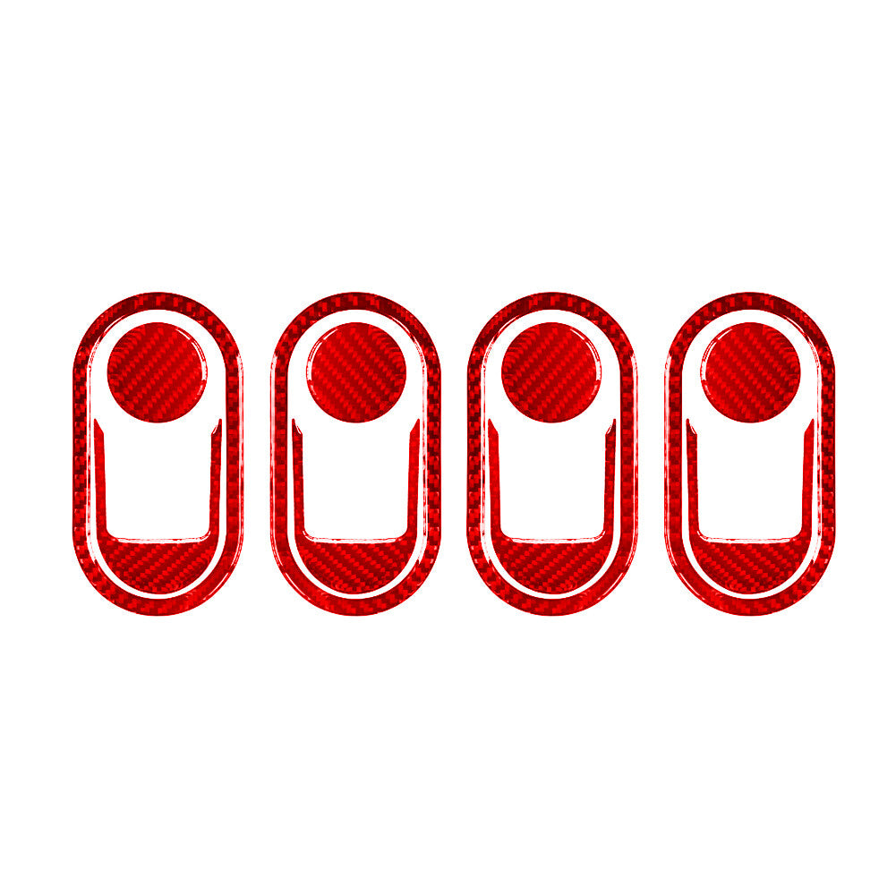 12Pcs Red Carbon Fiber Door Handle Frame Cover Trim for Jeep for Wrangler 2007-2010