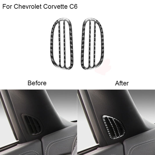 for Chevrolet for Corvette C6 2005-07 Carbon Fiber Demist Air Vent Outlet Cover Trim