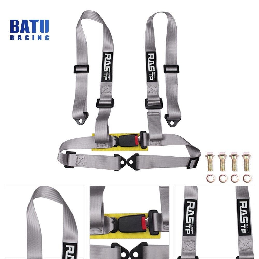 Gray 2IN 4 Point Racing Car /Go-Kart Harness Universal for Seat Belt Safety Strap