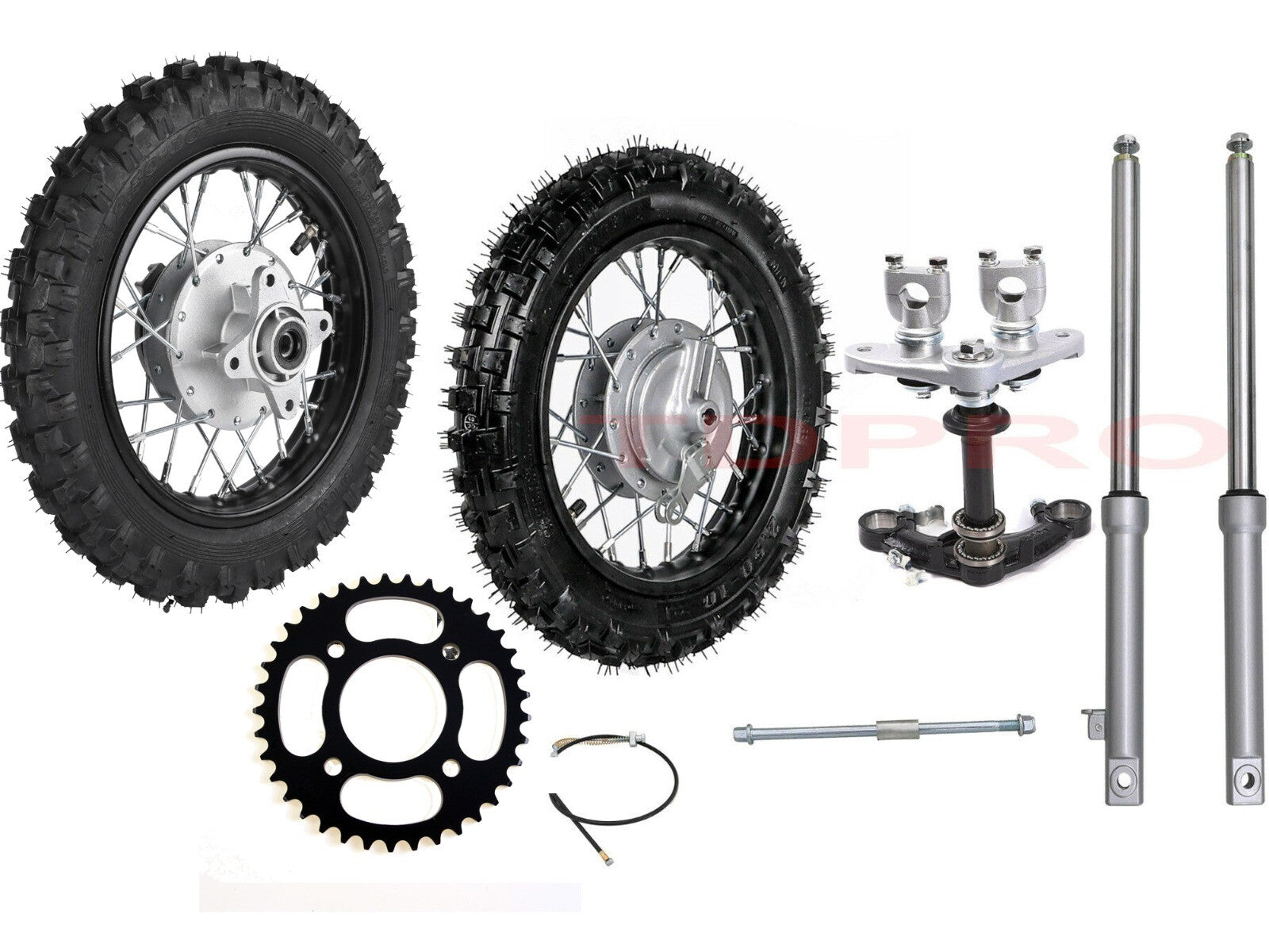520mm Front Forks+ 10 Wheels 2.50-10 Tyre Assembly Kit for Mini Dirt Bike TTR CRF50