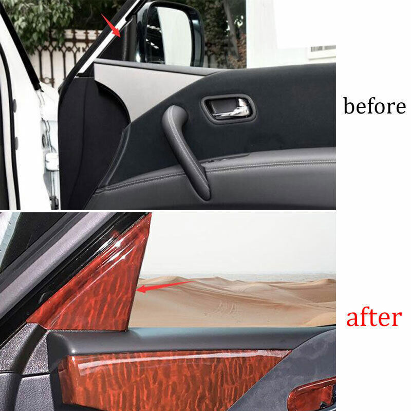 A Post Front Triangle Cover Trim for Nissan Armada Y62 2017-2020 Red Wood Grain
