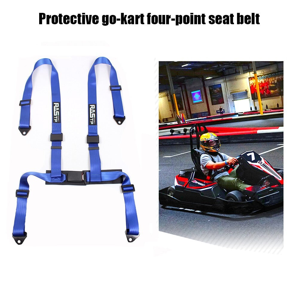 2 4 Point Harness Quick Release Safety Blue Universal for Seat Belt Fit For Go-Kart