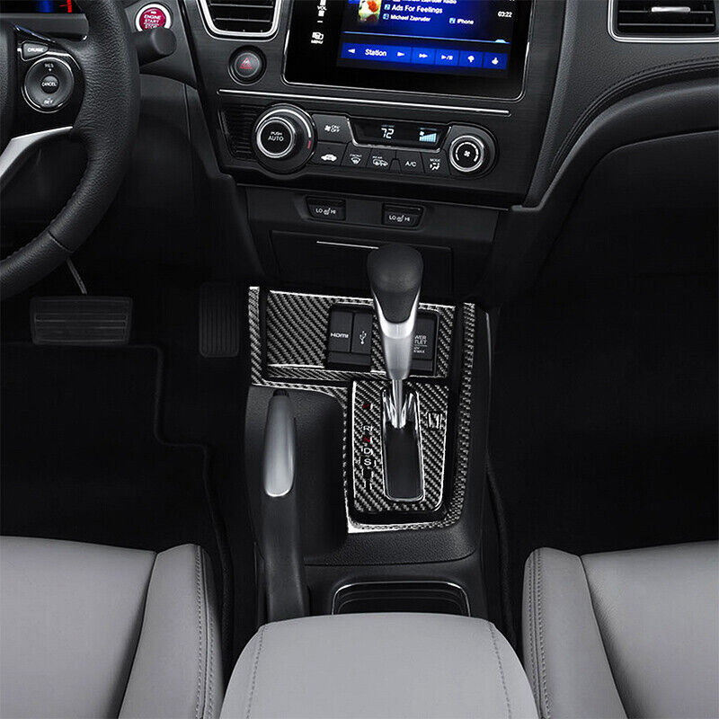 carbon fiber automotive gear shift cover trim for Honda for Civic 9th generation (2013-15)