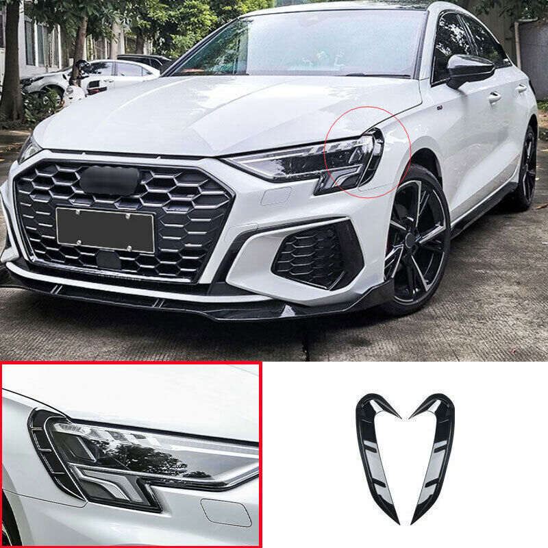 ABS Gloss Black Front Headlight Lamp Eyebrow Strip Trim For 2022-2024 for Audi A3 S3