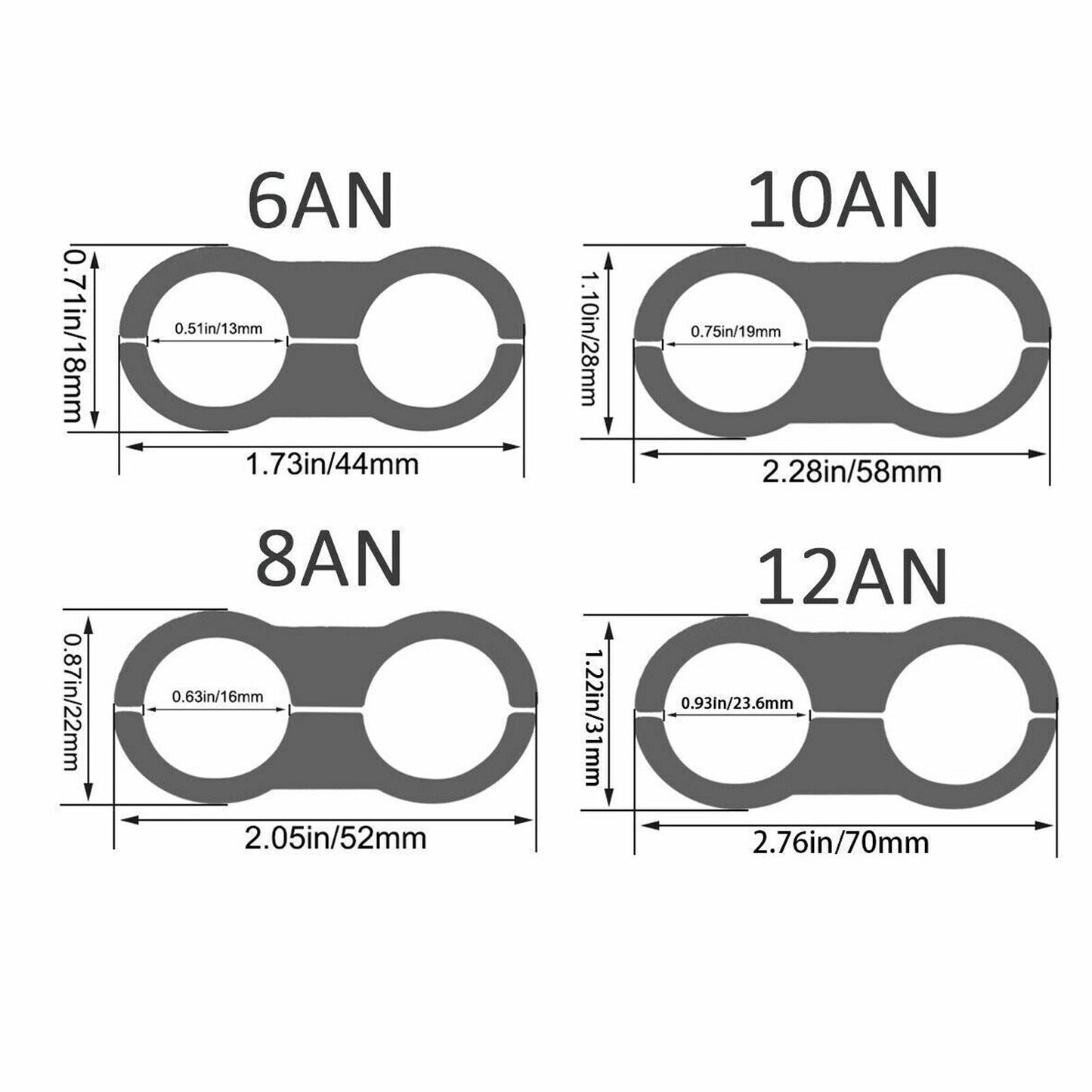 8Pcs Hose Separator Clamp Fitting Adapter Connector 6AN AN6 Oil Fuel Hose Line