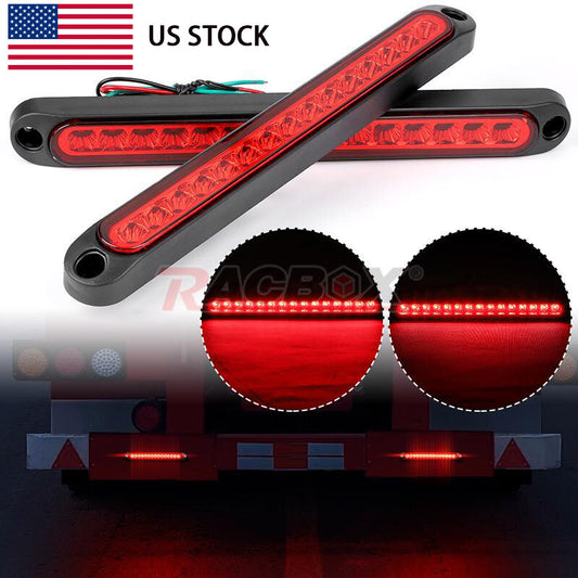 2X 10 Red 15 LED Car Truck DRL Light Bar Brake Rear Turn Signal Stop Tail Strip