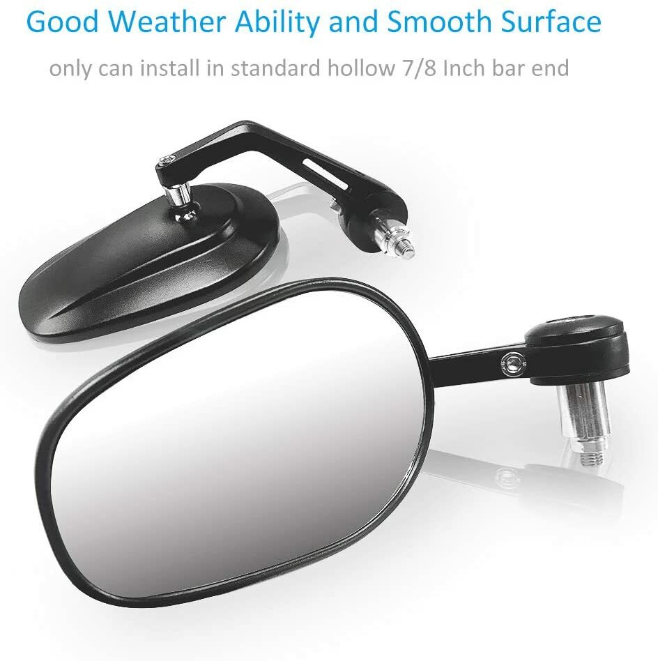 2PCS 7/8 22mm Motorcycle Bar End Side Rear View Mirrors Anti-glare Handle CNC