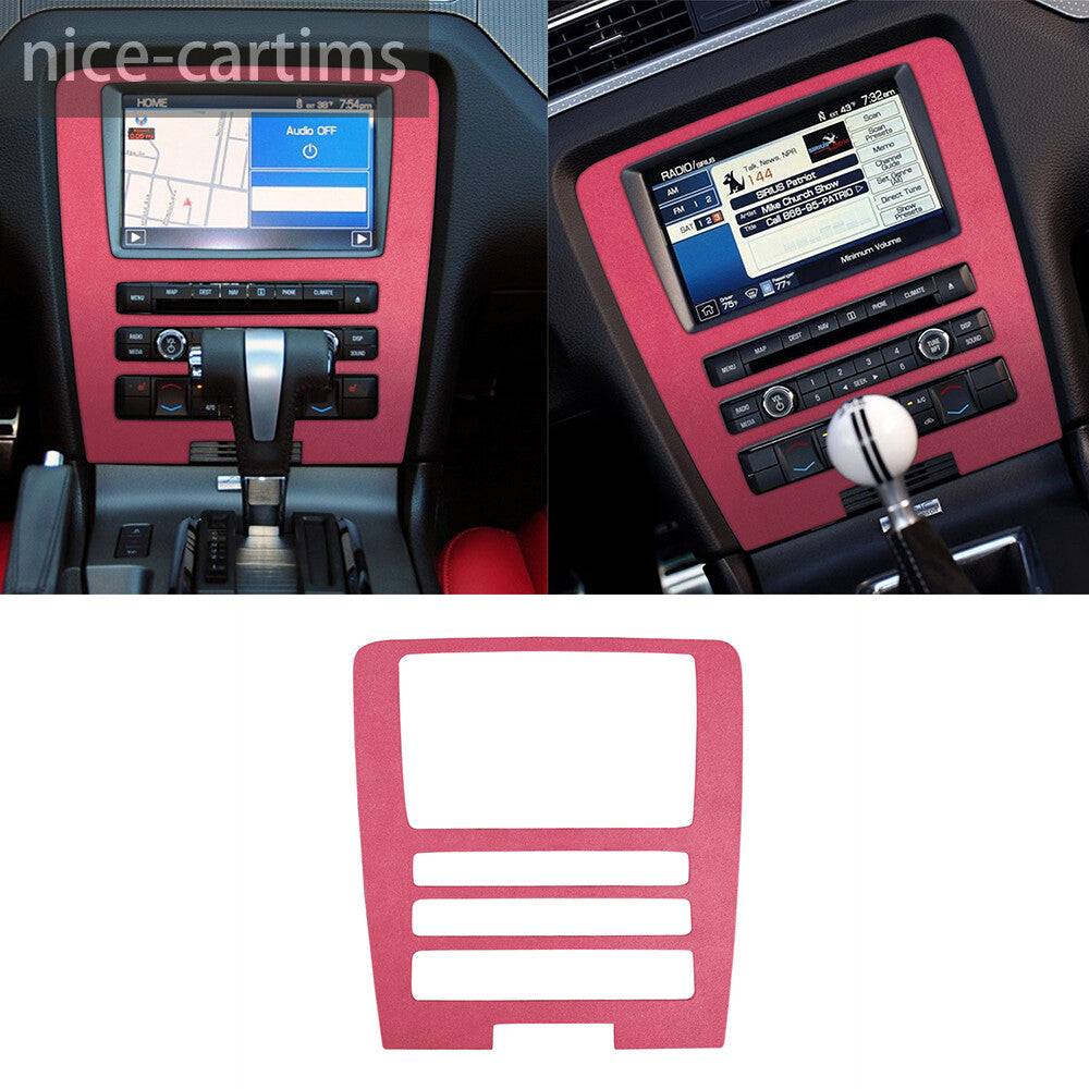 Suede Pink Central Control Navigation CD Panel Cover for Ford for Mustang 2009-2013