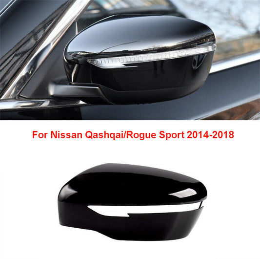 Black LH Rearview Mirror Shell Cover Cap for Nissan Qashqai/Rogue Sport 2014-18