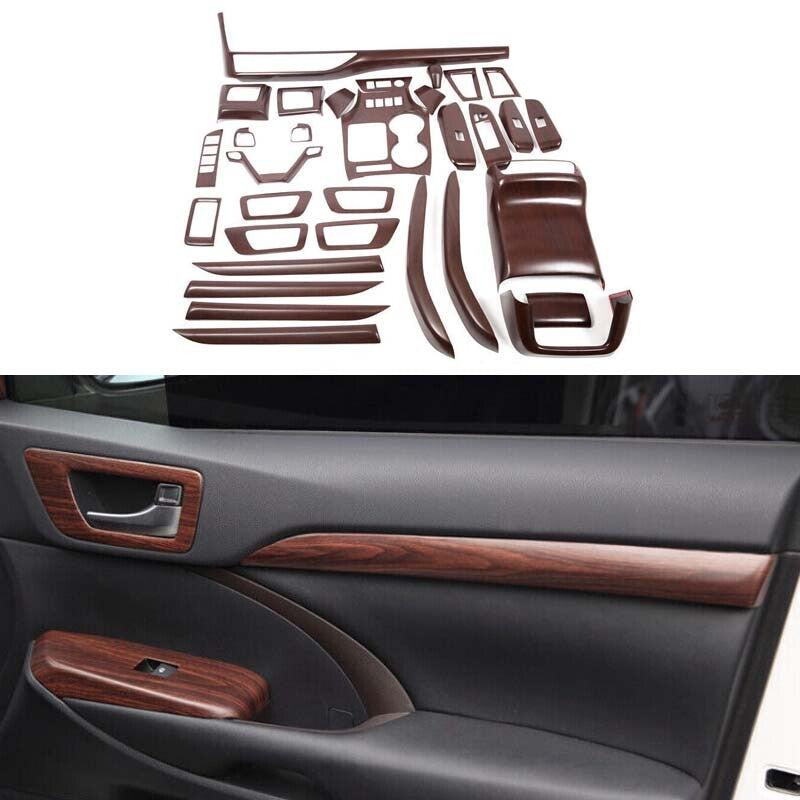 Matte Wood Grain 14-2019 for Toyota Highlander Trim Interior Full Set Decoration