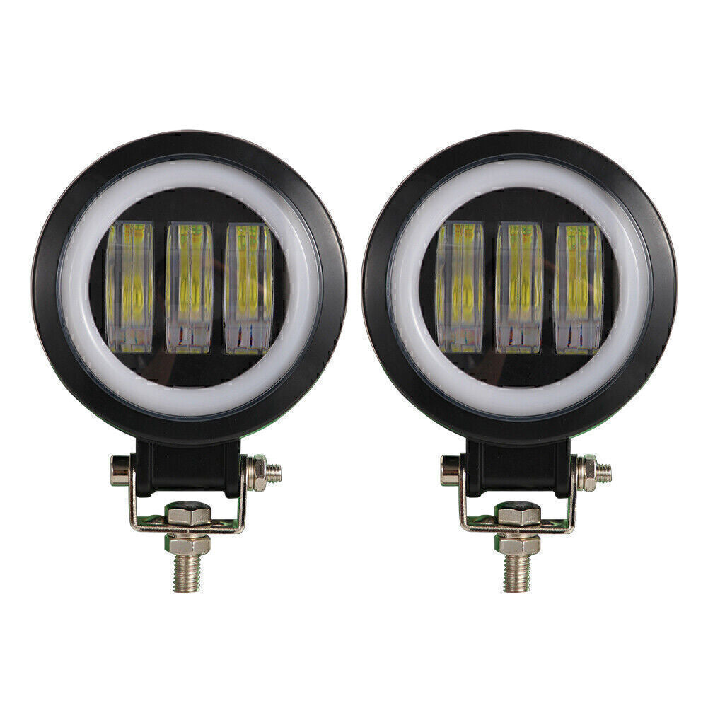 2x 4 Zoll LED Arbeitslichtleiste Rund 12V 24V Tragbare Scheinwerfer Motorrad Aus