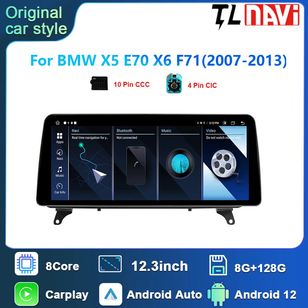 for BMW for X5 E70 X6 E71 2007-2013 12.3 Android Auto Car Radio Carplay GPS Player