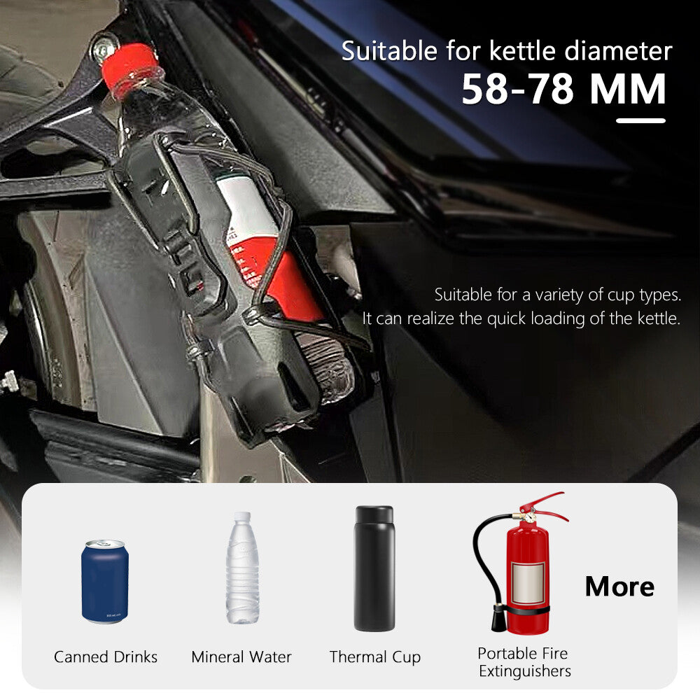 Universal Motorcycle Cup Stand 25mm Rod Water Bottle Holder Mount For 58-78mm