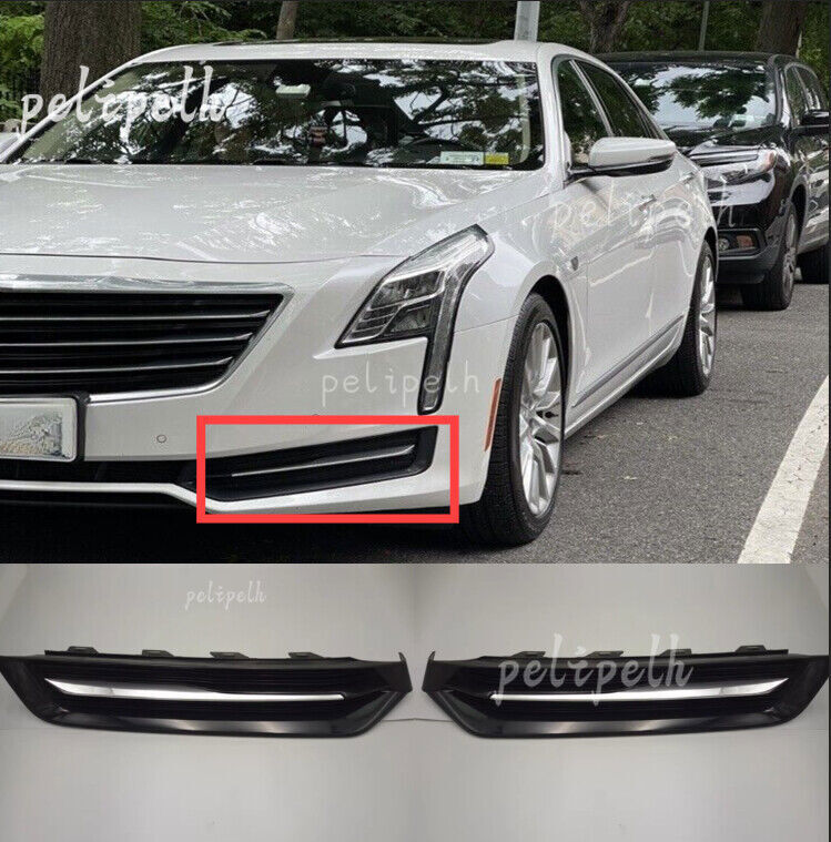 2P L+R Front Bumper Driving Light Bezel Cover Grille for Cadillac CT6 2016-18 SL
