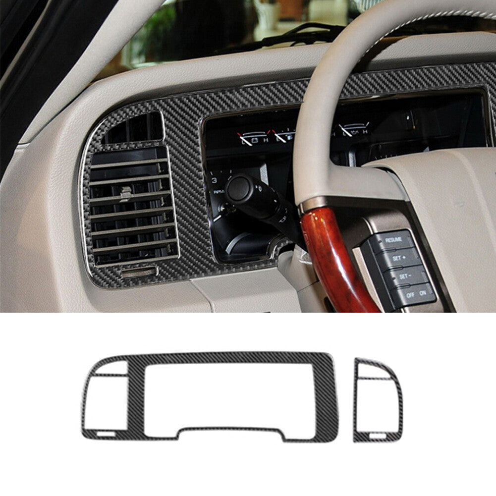2XCarbon fiber Interior Speedometer Trim Cover for Lincoln for Navigator 2007-2014