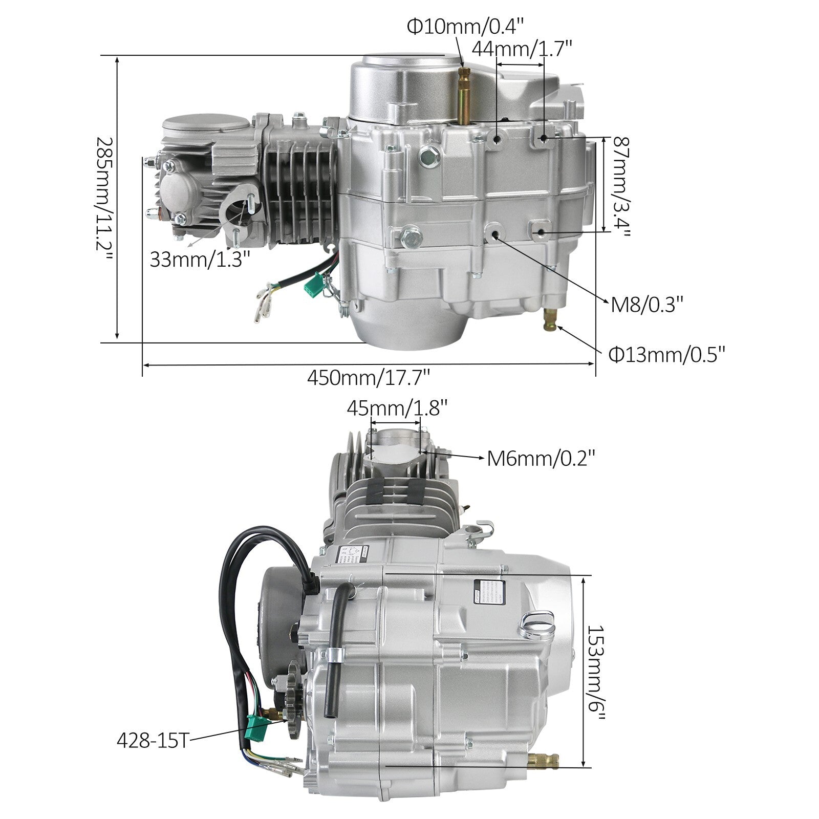 125cc manual motor kit, 4-stroke, for Apollo RFZ Taodao DB14 17