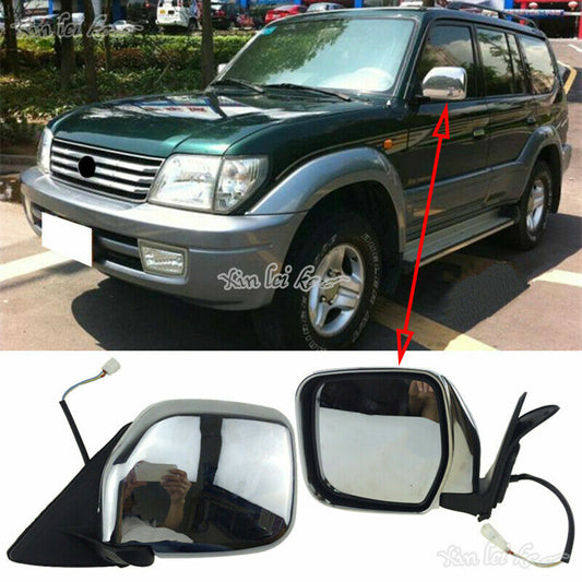 Side View Mirrors Power Heated Chrome LH RH Pair for Toyota Prado 90 1998-2002