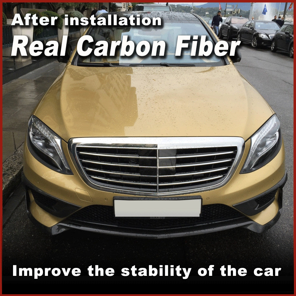 for Benz W222 S63 2014-17 REAL CARBON Front Bumper Fins Air Vent Covers Trim