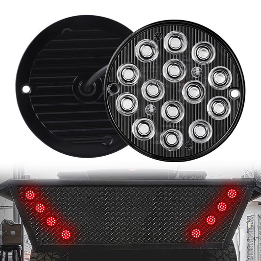 2X 3 Round Red 14 LED Tail Lights Truck Trailer Stop Turn Brake Lamp w/ Grommet