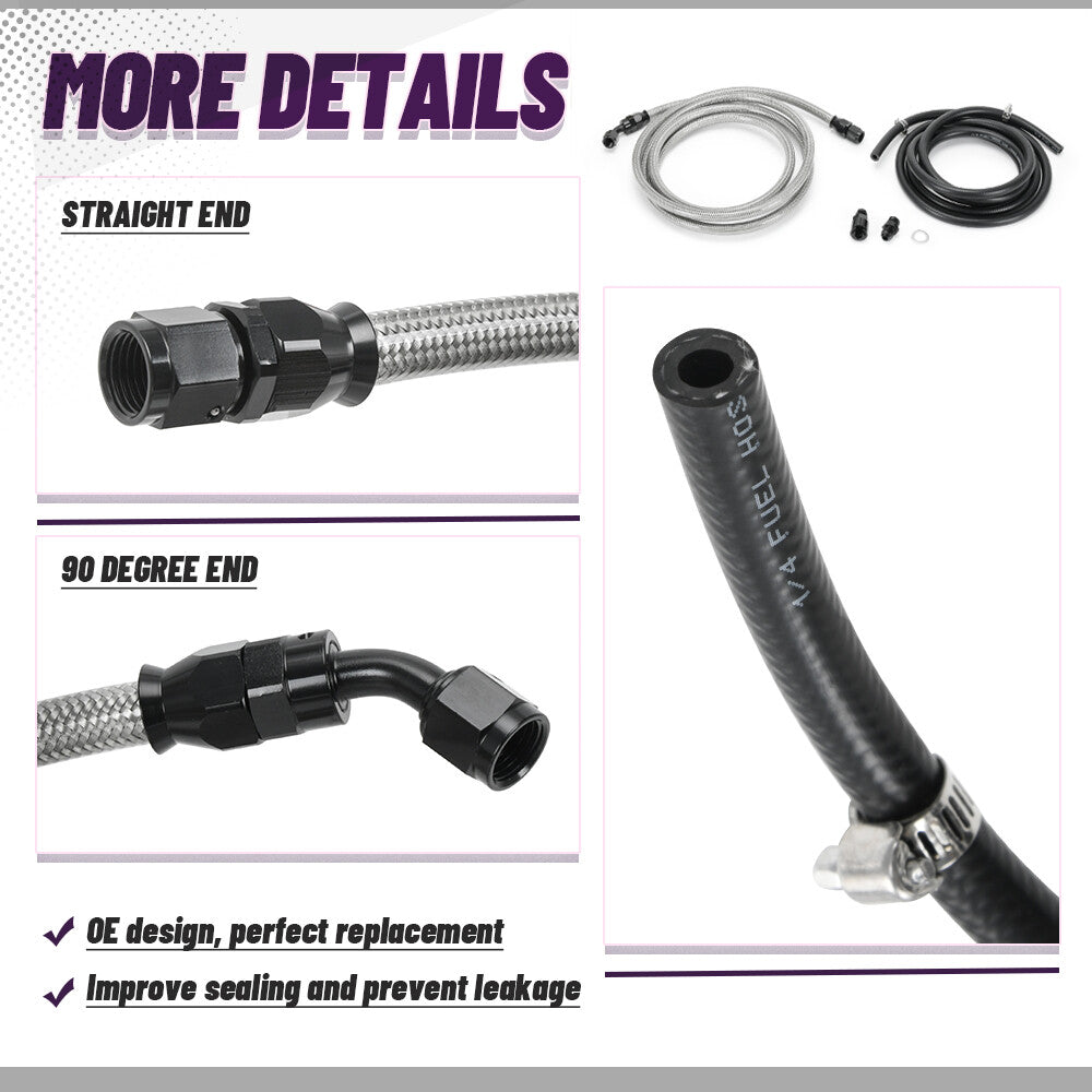 For 1996-2000 for Honda for Civic EK E85 Stainless Steel Fuel Feed Lines Kit -6AN Return
