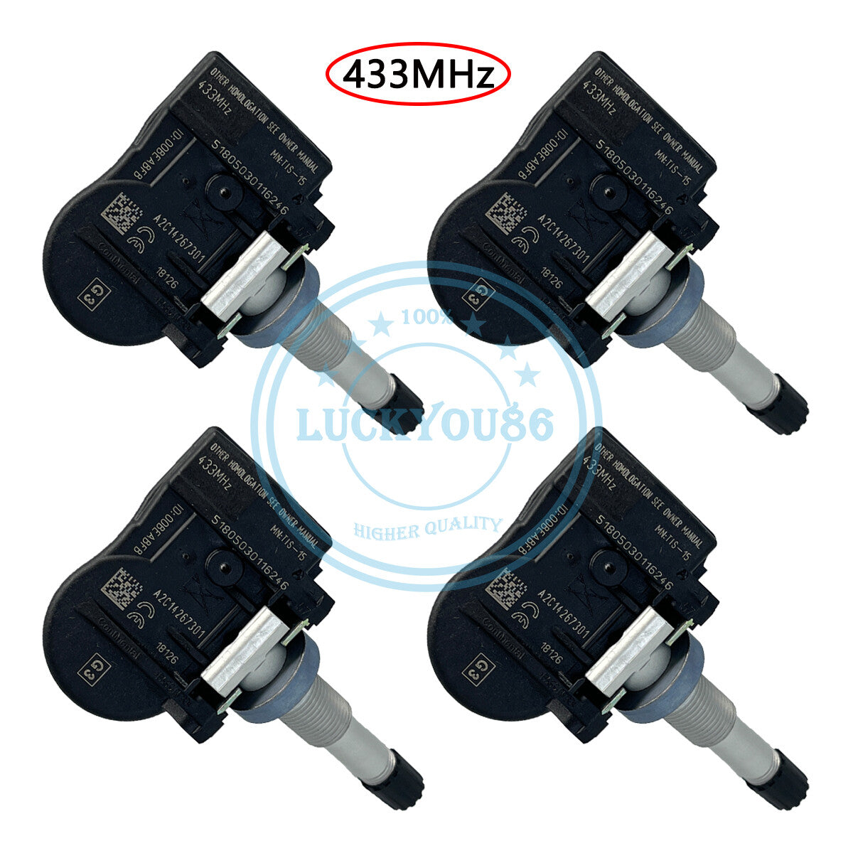 4pcs TPMS Tire Pressure Sensor 433MHZ for Kia K5 Soul Optima 52933-1J000