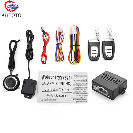 Car Alarm Remote Start Keyless Push Start System For Car Universal Parts 12V
