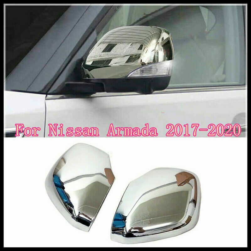 Chrome Side Door Rearview Mirrors Cover Trim for Nissan Armada Patrol 2017-2020