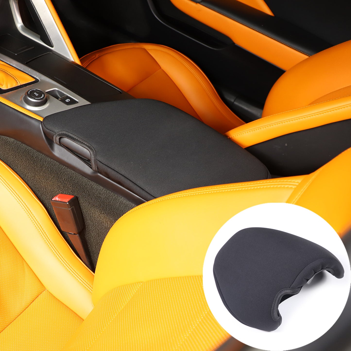 Sleek black armrest box protective decorative cover for Corvette C8 2020-2023