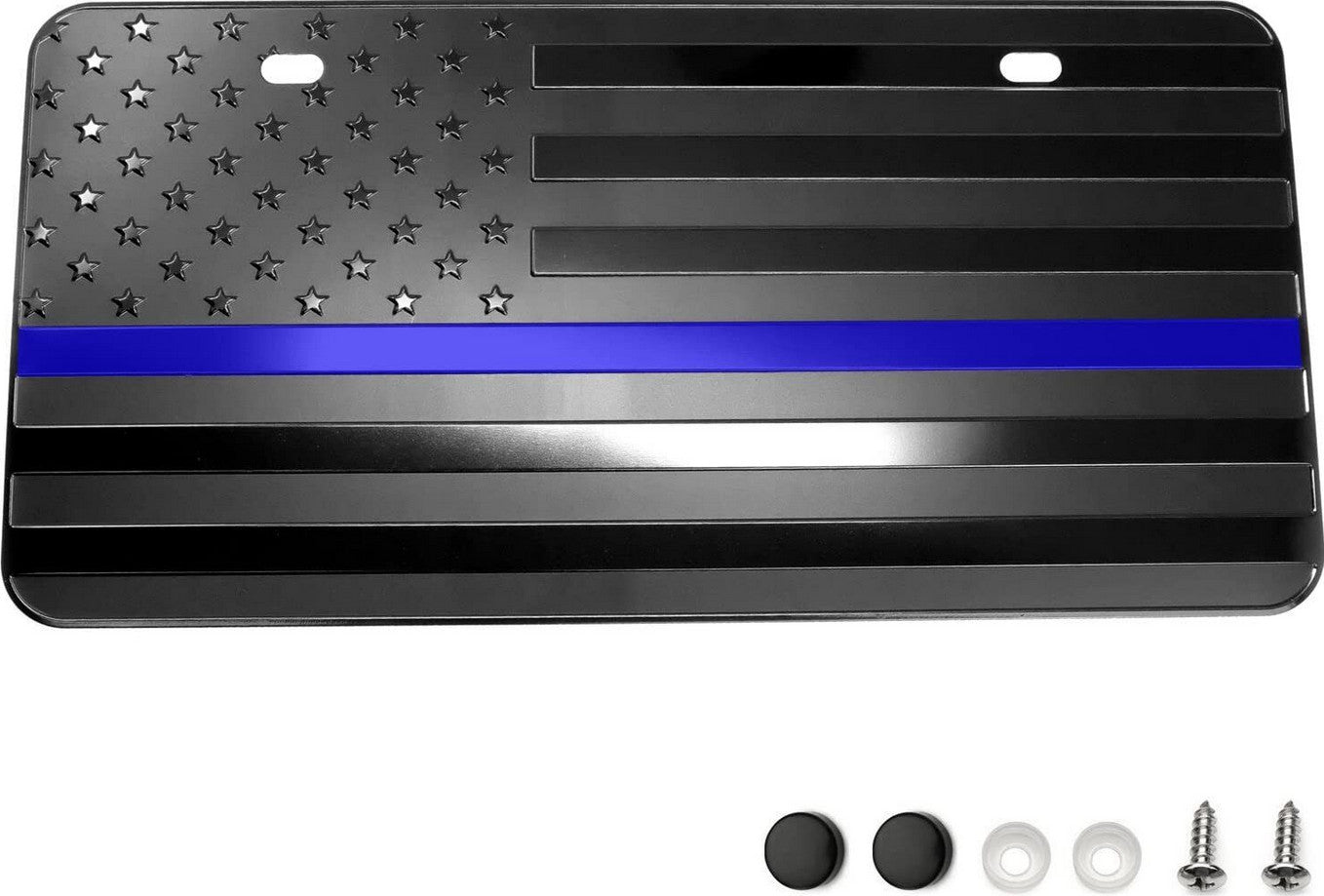 Car license plate frame cover, rear trunk boot, black and blue American flag, suitable for Chevrolet .