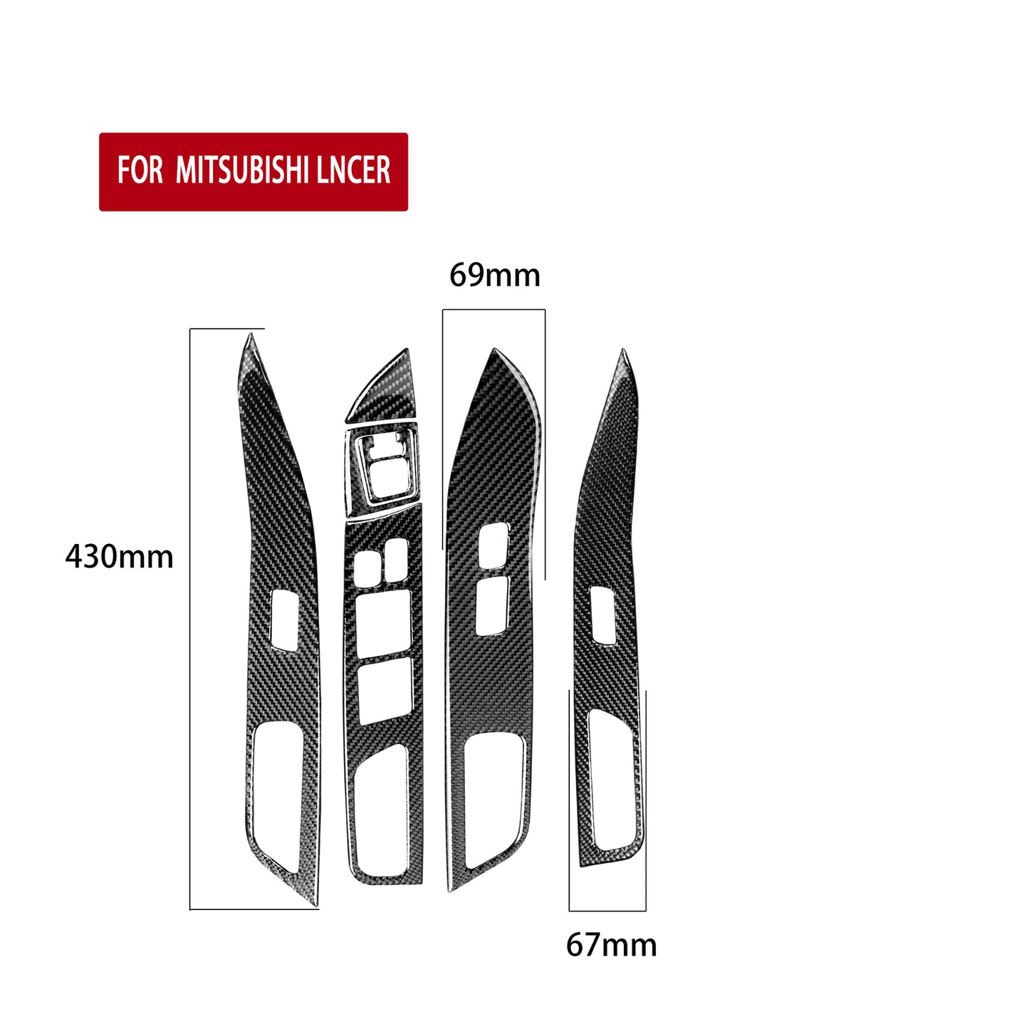 Fit for Mitsubishi Lancer 2008-2015 Carbon Fiber Window Switch Panel Cover Trim