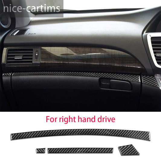 for Honda Accord 2014-17 RHD Center Console Lower Strips Panel Trim Carbon Fiber