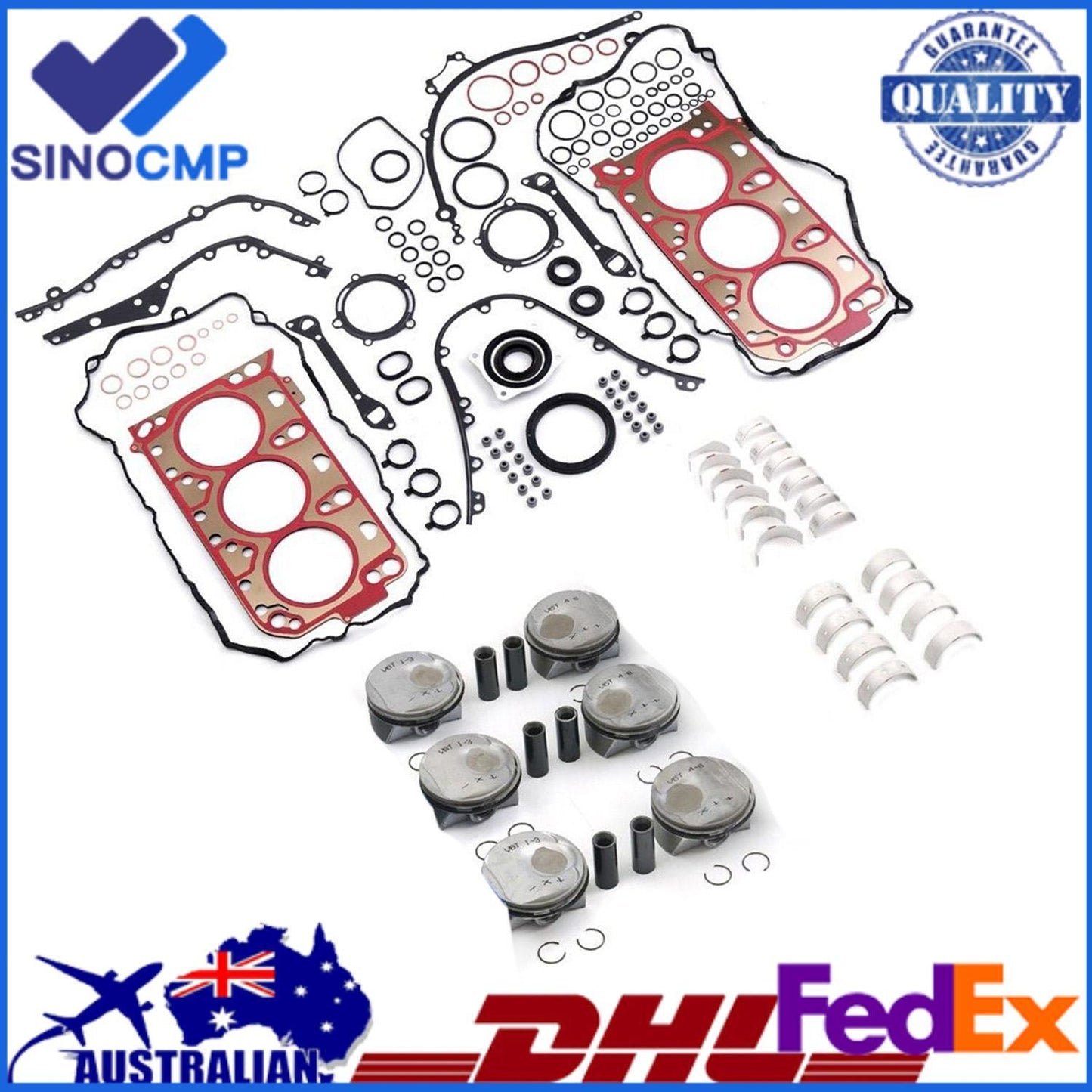 Engine Overhaul Rebuild Pistons Gaskets Kit for Porsche Macan for Panamera S 3.0T V6