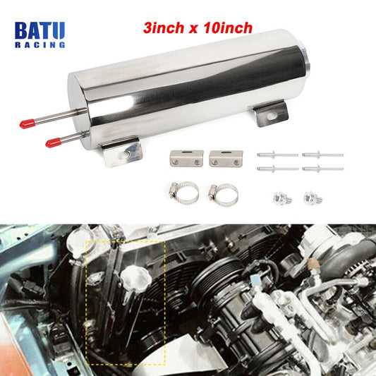32OZ 3 x 10 Polished Stainless Steel Radiator Coolant Overflow Catch Puke Tank