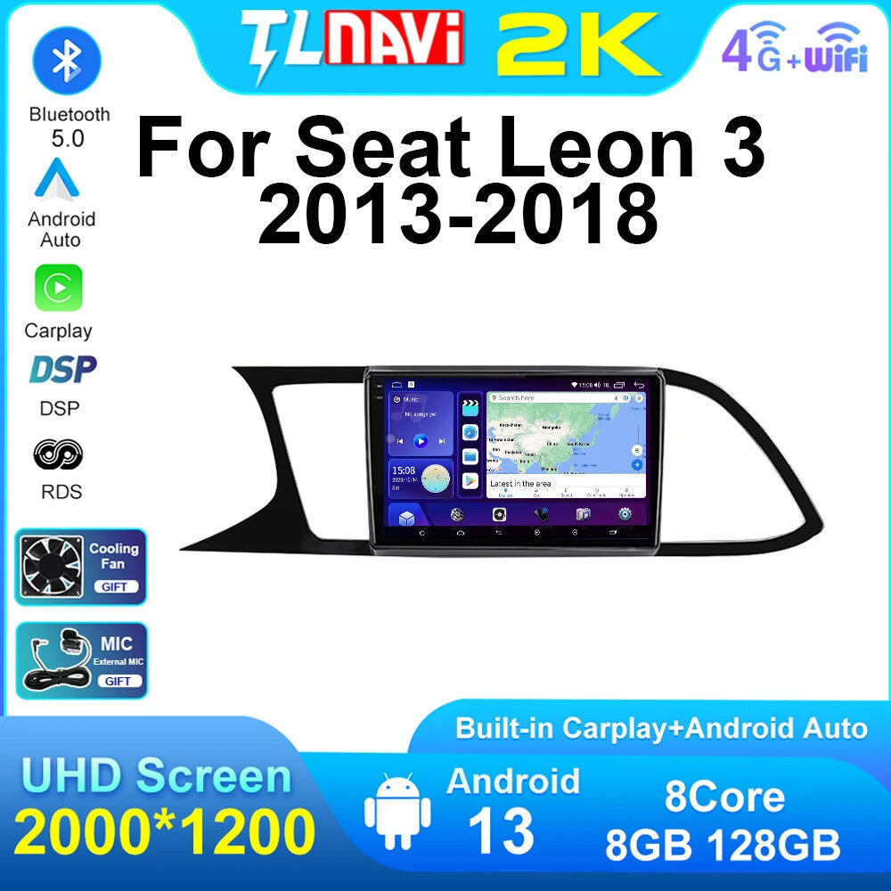 for Seat Leon 3 2013-2018 Android CarPlay Car Radio GPS Multimedia Video Player