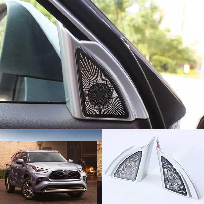 for Toyota Highlander 2020-2023 Black+Silver A-Pillar Speaker Sound Cover Trims
