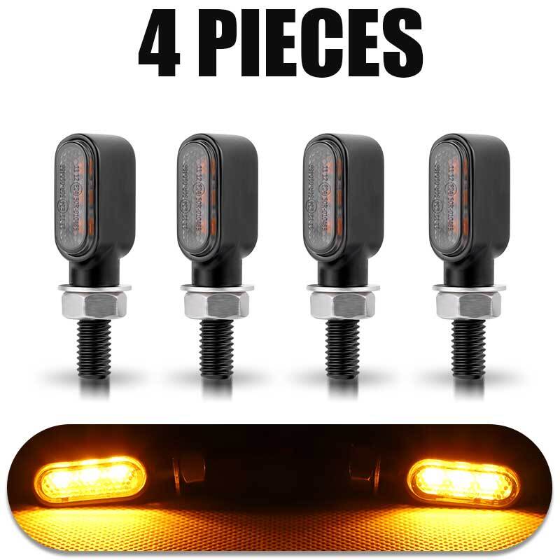 4pcs LED Motorcycle for Mini Turn Signal Indicator Light E24 Amber Lamp Universal