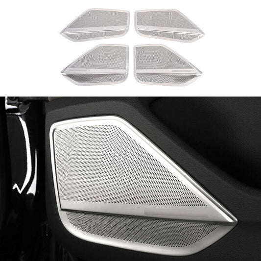 for Audi for A8 2020-2022 Matte Silver Steel Inner Door Speaker Ring Cover Trim 4X