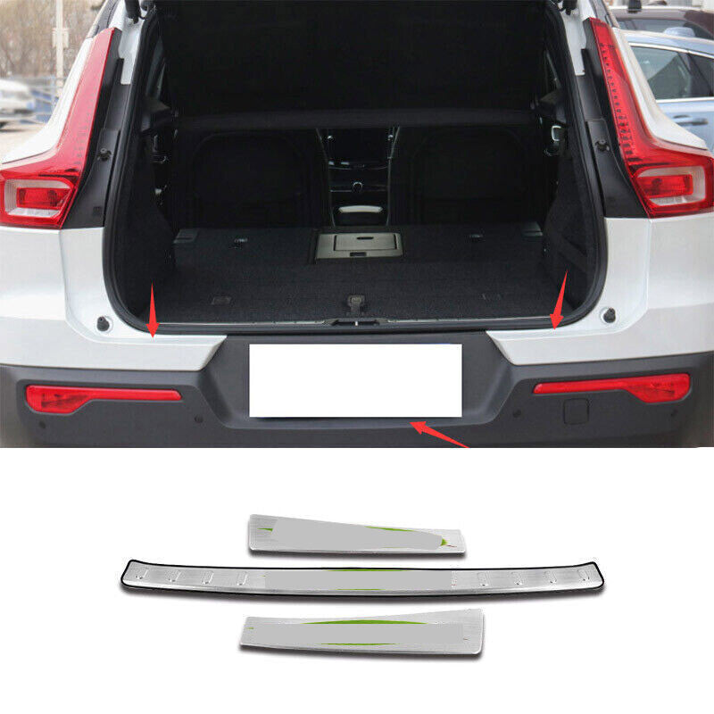 for Volvo XC40 2019-2022 Silver Steel Rear Bumper Protector Sill Plate Guard 3X