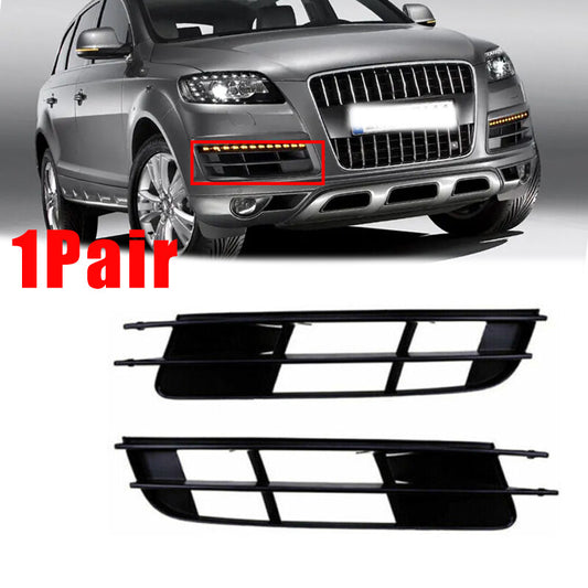 1 Pair Front Bumper Cover Grille Fog Light Plastic Black For 2007-2009 for Audi Q7