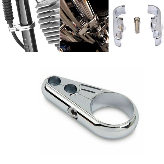Chrome Cable Clamp for Clutch Cable 1 Inch Frame/Handlebars for Harley Davidson