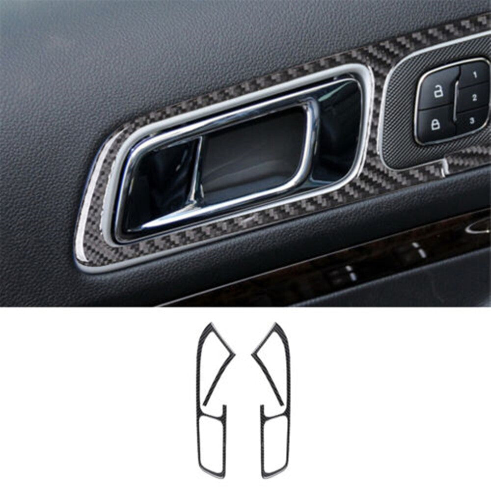 Carbon Fiber Interior Front Door Handle Trim Panel for Ford Explorer 2011-2014