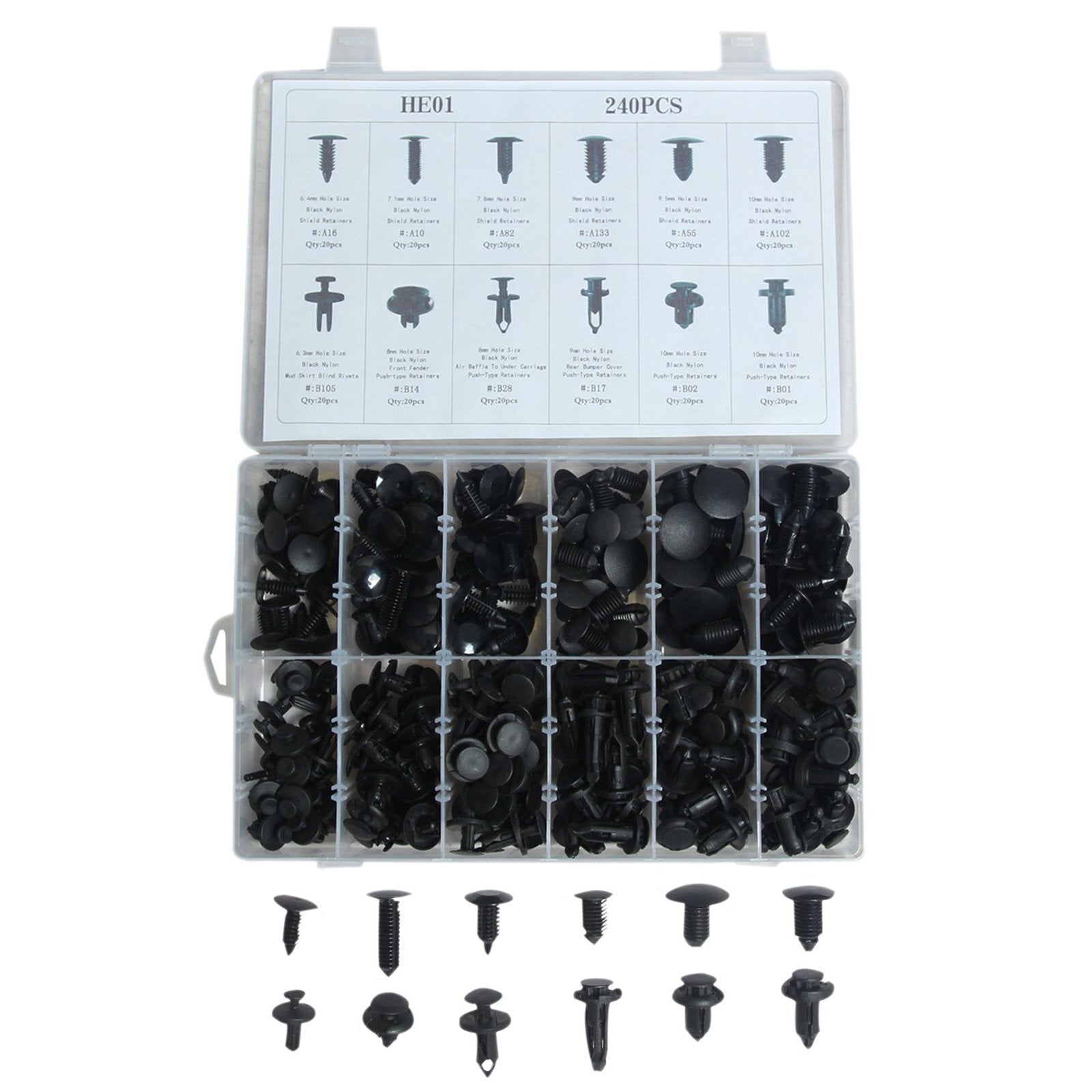 New 240pcs Car Body Retainer Push Type Pin Rivet Trim Clip Panel Moulding Kit